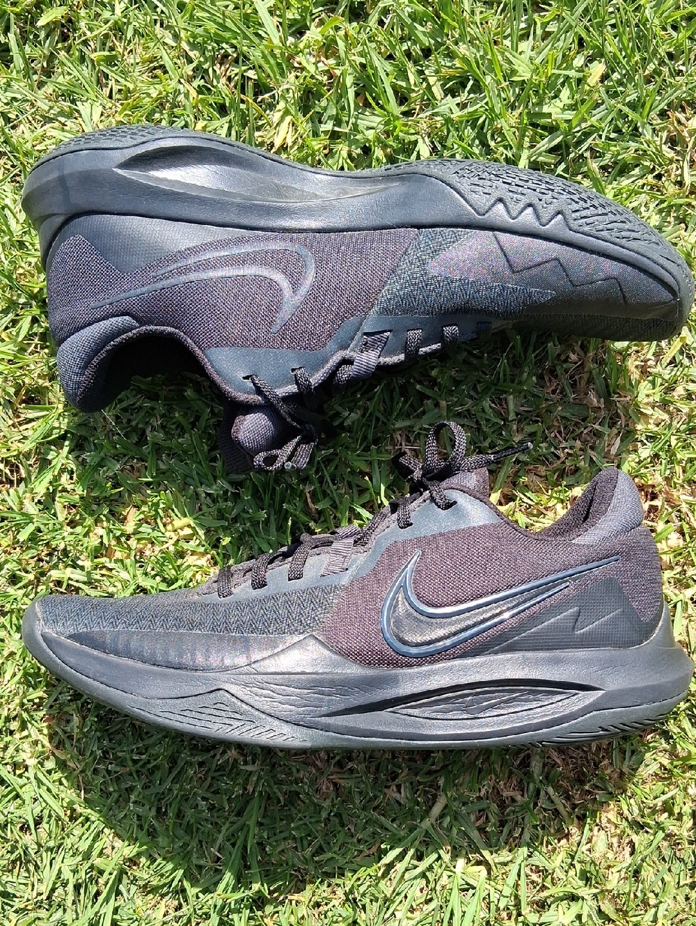 Nike Basketball Precision 6  Black Low-Profile Athletic Sneakers with Swoosh